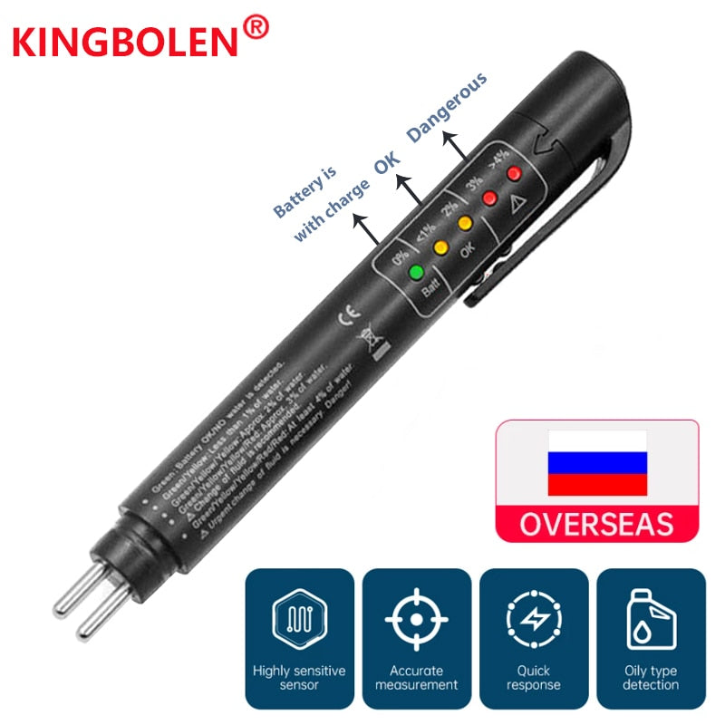 Auto Liquid testing Brake Fluid Tester Pen for DOT3/DOT4 5 LED indicator display brake Oil test Quality Check Car accessories