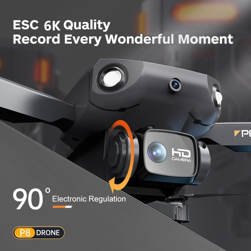 KBDFA P8 Drone 8K With ESC HD Dual Camera 4K 5G Wifi FPV 360 Full Obstacle Avoidance Optical Flow Hover Foldable Quadcopter Toys