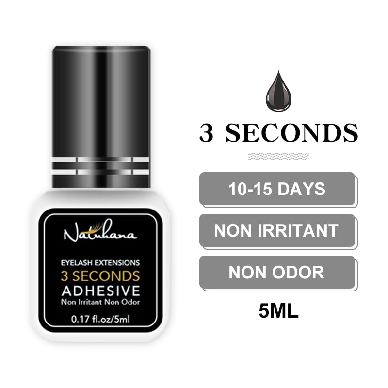 NATUHANA 5ml 1 Second Fast Drying Strong False Eye Lash Extension Glue Adhesive Retention 5-7 Weeks Low Smell Mink Eyelash Glue