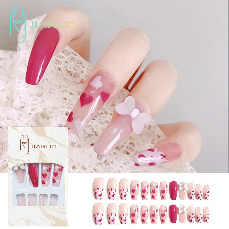 Fake Nails Art Nail Tips Press on False with Designs Set Full Cover Artificial Short Packaging Kiss Display Clear Tipsy Stick