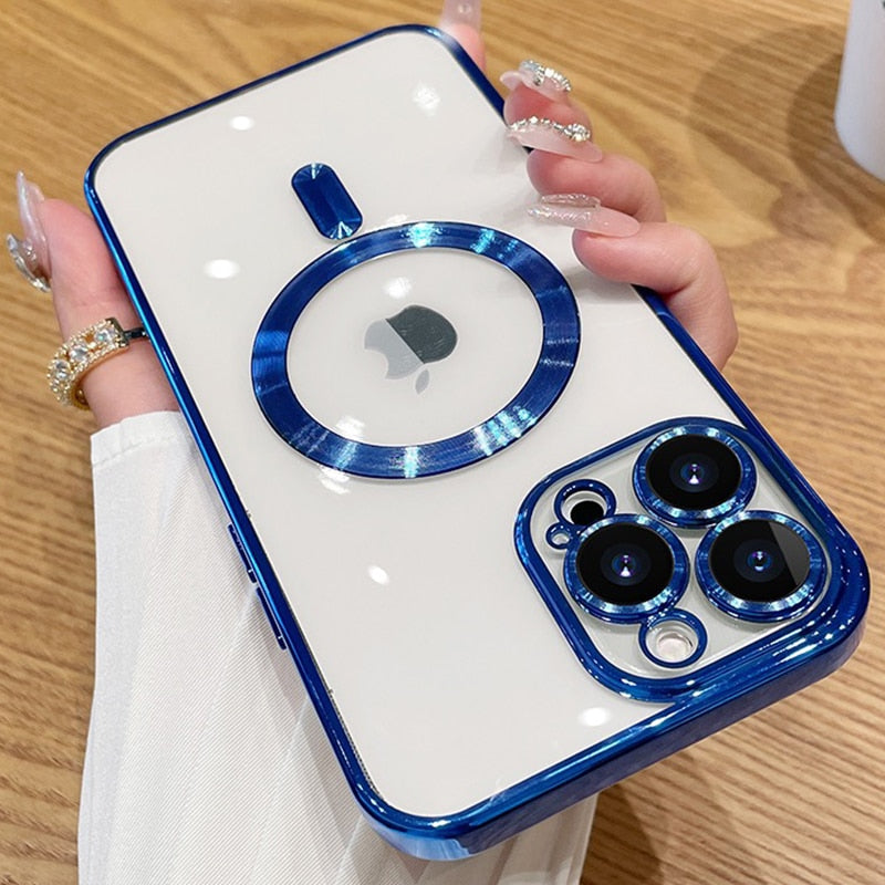 Luxury For Magsafe Magnetic Charging Transparent Silicone Case for iPhone 14 Plus 13 12 11 Pro Max Protector Shockproof Cover