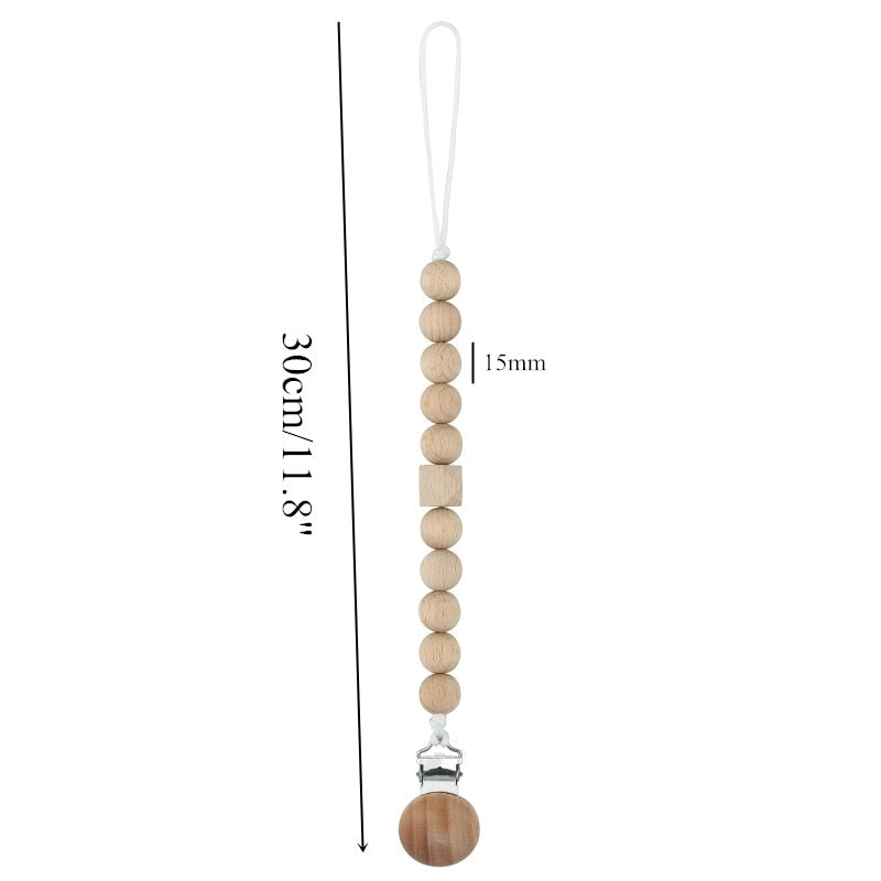 1pc Crochet Bunny Baby Pacifier Clip Chain BPA Free Wooden Beads Appease Soother Chain Clips Newborn Dummy Holder Nipple Clip