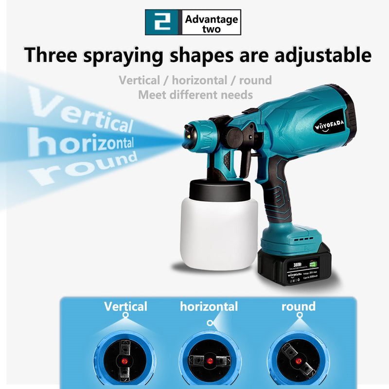 800ML Electric Spray Gun Cordless Paint Sprayer Auto Furniture Steel Coating Airbrush Compatible For Makita 18V Battery