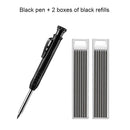 Solid Carpenter Pencil Set Built-in Sharpener Mechanical Pencil Marking Tool Kit with 6 Refill Leads for Woodworking Architect