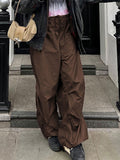 Sweetown Casual Baggy Wide Leg Sweatpants White Loose Drawstring Low Waist Streetwear Cargo Pants Womens Hippie Joggers Trousers
