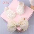Lovely Pearl Bows Newborn Baby Girl Headband Socks Set Lace Flower Baby Hair Band Turban Baby Little Girl Hair Accessories