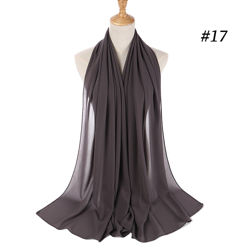 Hijab Scarf 72*175cm Plain Chiffon Scarves For Women Muslim Fasion Islam Clothing Headscarves Shawl For Ladies Headwrap Ramadan