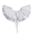 Royal Style Cotton Fake Collar Shawl Wrap Hollow Out Floral Lace Ruffled Trim Necklace Pointed Triangle Lapel Blouse