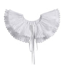 Royal Style Cotton Fake Collar Shawl Wrap Hollow Out Floral Lace Ruffled Trim Necklace Pointed Triangle Lapel Blouse