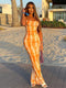 Hawthaw Women Summer Party Sleeveless Slim Printed Bodycon Beach Long Dress 2021 Female Clothing Streetwear Wholesale Items