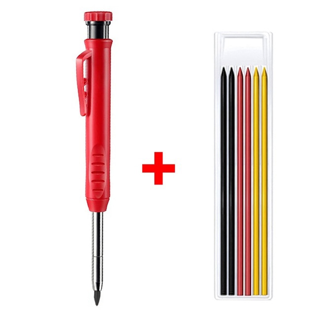 Solid Carpenter Pencil Set Woodworking Mechanical Pencil 3 Colors Construction Marking Tool Set for Carpenter Scriber Arch
