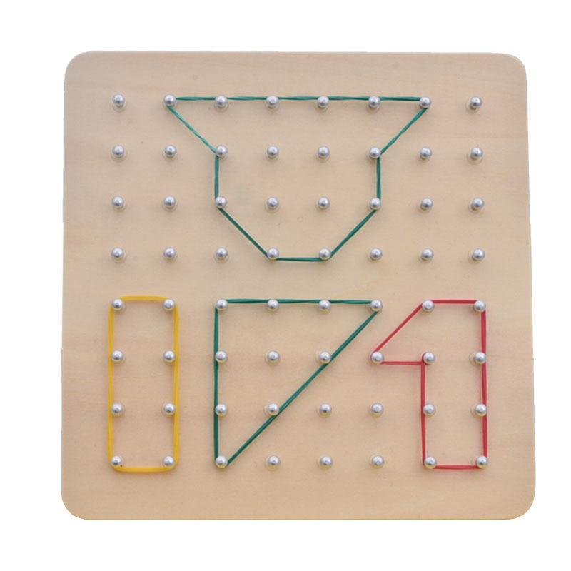 Montessori Baby Creative Toy Graphics Rubber Tie Nail Boards with Cards Childhood Education Preschool Kids Toys Educational
