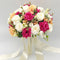 Holding Flowers Artificial Natural Rose Wedding Bouquet with Silk Satin Ribbon Pink White Champagne Bridesmaid Bridal Party