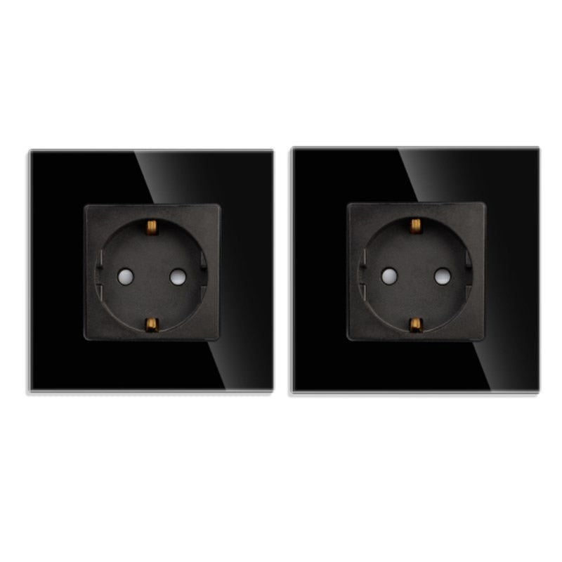 Bingoelec Power Socket,16A EU Standard Electrical Outlet 86mm*86mm White Crystal Glass Panel Wall Socket