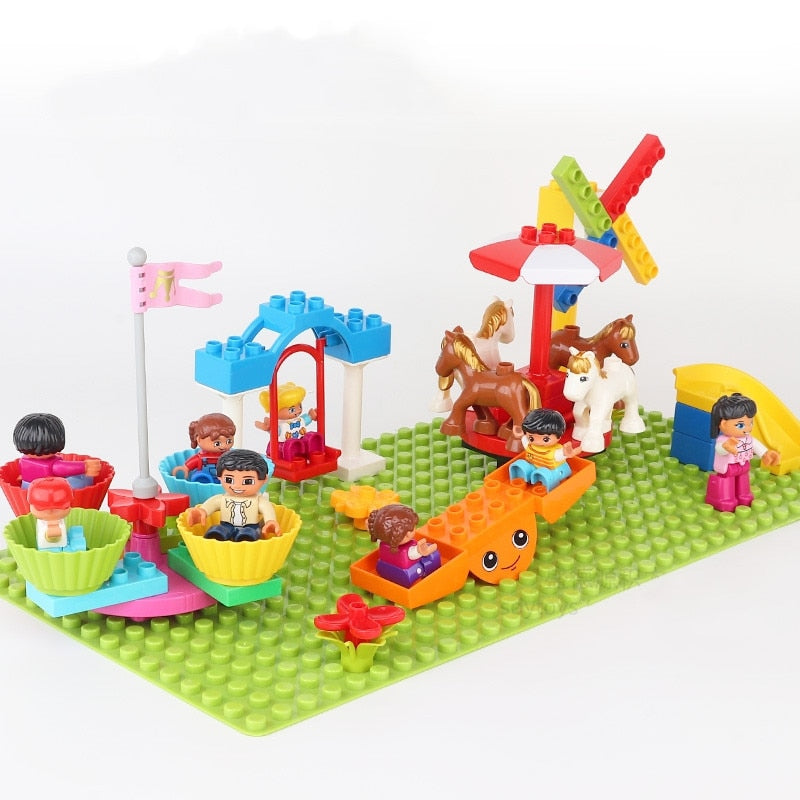 Big Building Blocks Compatible Slide Swing Seesaw Park Playground Series Large Bricks Children Educational Creative Toy Kid Gift