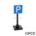 Marumine Traffic Road Sign Light Lamp Block Brick City Street View Accessories Signpost Barrier Speed Limit Indicator Warning
