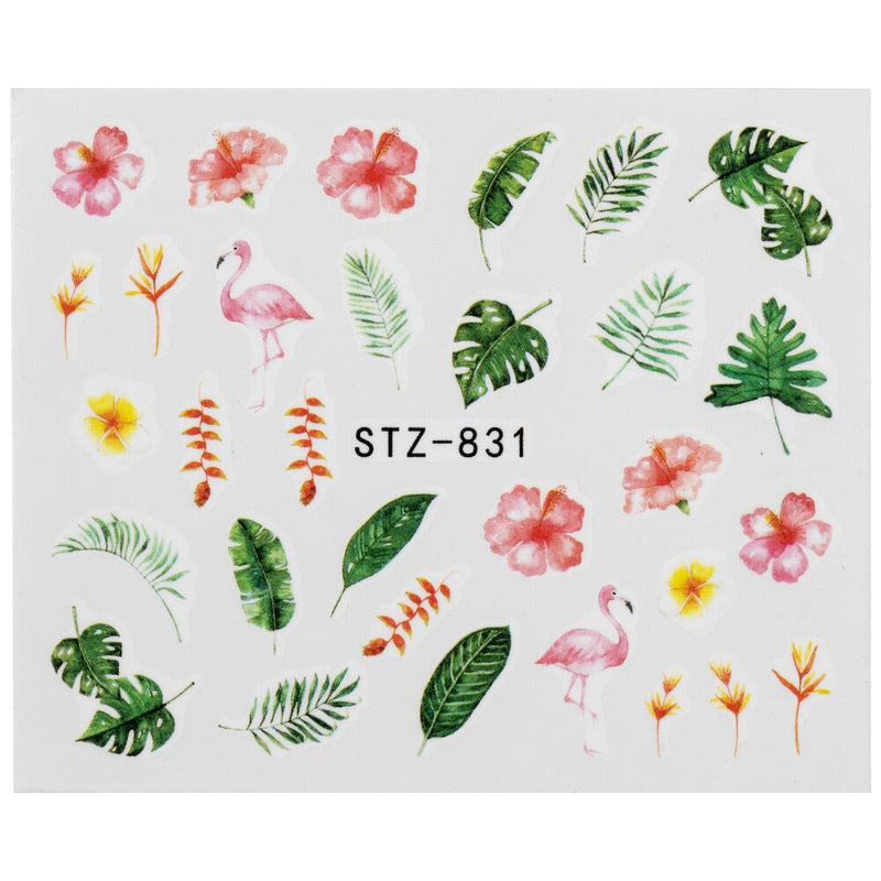 1Pcs Water Nail Decal and Sticker Flower Leaf Tree Green Simple Summer DIY Slider for Manicure Nail Art Watermark Manicure Decor