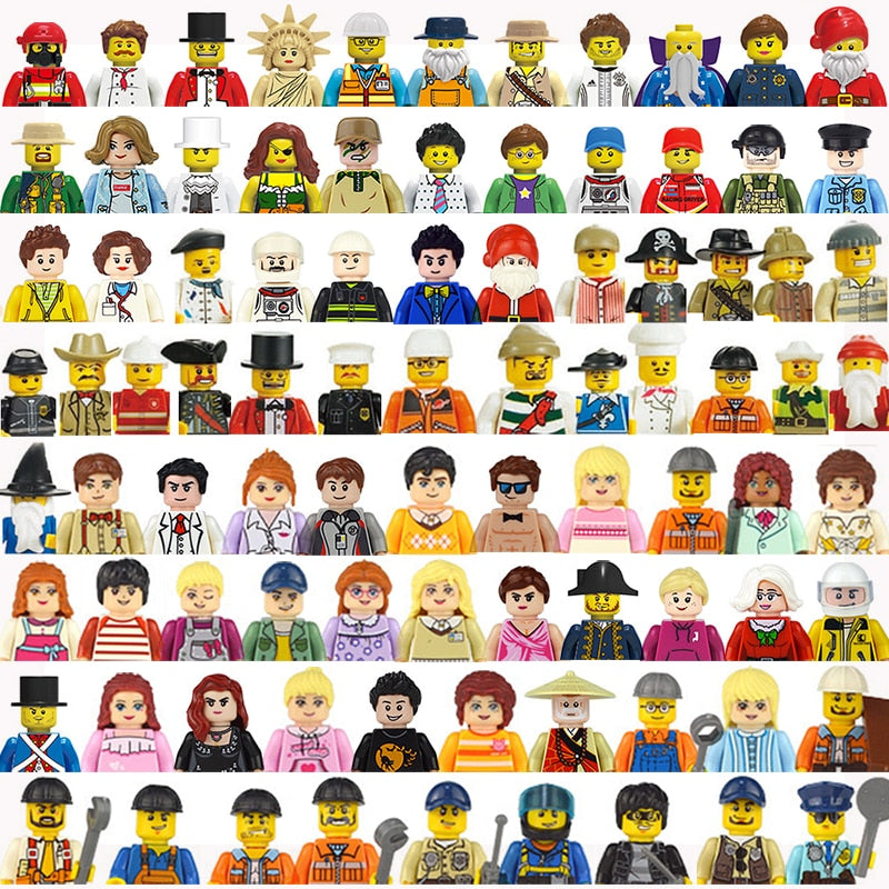Mini City Professional Worker Figures Building Block Police Girls Fireman Military Soldier Movies Characters Figurine Bricks Toy