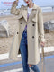 Aelegantmis Women Casual Long Trench Coat With Sashes Double Breasted Women's Windbreaker 2022 Chic Office Coat Ladies Outerwear