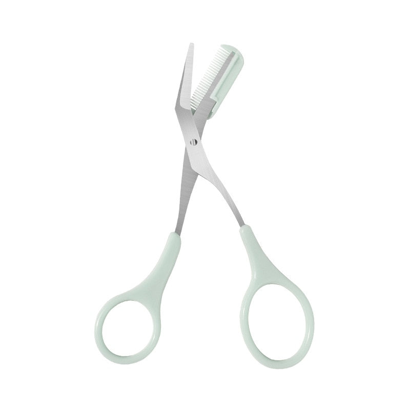 Eyebrow Trimmer Scissors Comb Stainless Steel Brow Hair Scissors Clips Shaping Razor Grooming Trimmer 1Pcs Makeup Accessories