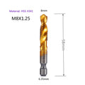 1-6pc M3 M4 M5 M6 M8 M10 Tap Drill Bits 1/4 Hex Shank Machine Hand Taps Titanium Coated HSS Drilling Tap Bits Thread Screw Tools