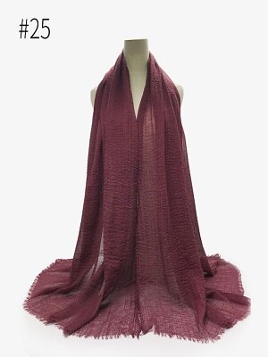 Pleated Plain Hijab Scarf Muslim Women Cotton Crinkle Headband Veil Scarves 2021 Fashion Islamic Headscarf Head Wraps Turban