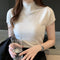 Womens Tops And Blouses Summer Short Sleeve Blouse Women Blusas Mujer De Moda 2021 Turtleneck Knitted Blouse Shirt Tops C931