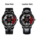 Fashion Car Wheel Rim Hub Watch For Men Sport Quartz Wristwatch Luxury Stainless Steel &amp; Leather Belt Watches Dropshipping