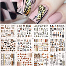 12 Designs Nail Stickers Set Mixed Floral Geometric Nail Art Water Transfer Decals Sliders Flower Leaves Manicures Decoration