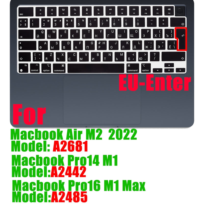 Russian silicone Keyboard Cover Protector for Macbook air13/12 /15/16pro touchbar A1706/A1466A1708/A1990/A1398/A2289/A1932/A2141
