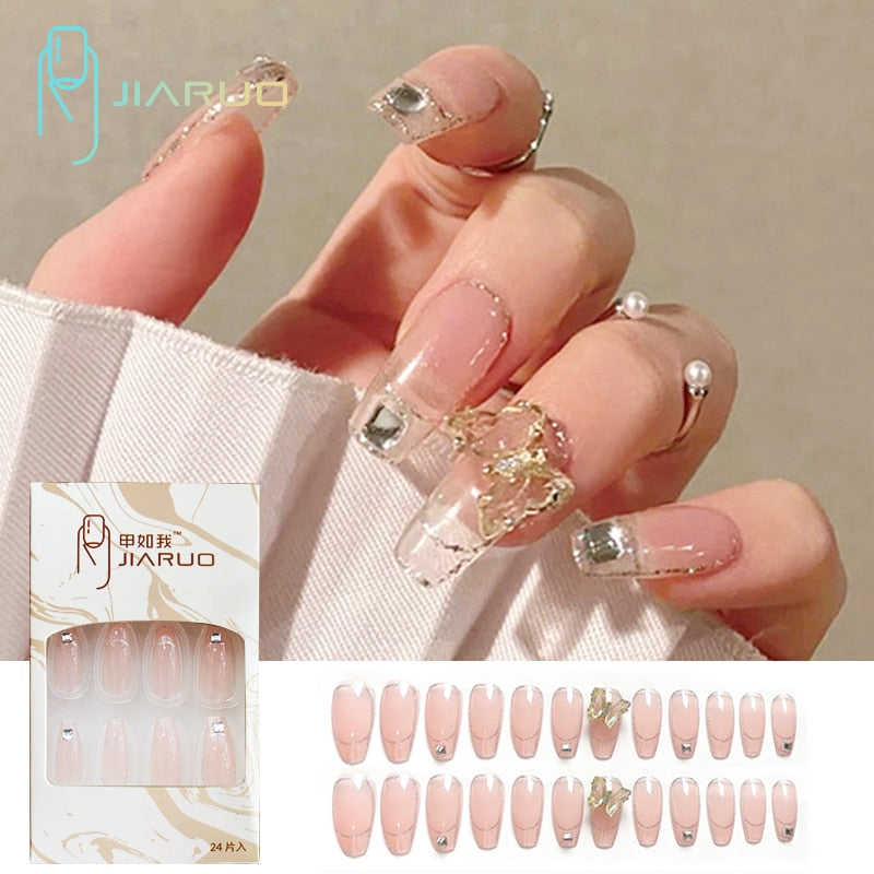 Fake Nails Art Nail Tips Press on False with Designs Set Full Cover Artificial Short Packaging Kiss Display Clear Tipsy Stick