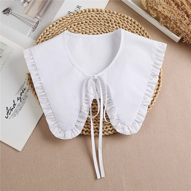 Linbaiway 2022 Lace Chiffon Doll Fake Collar Ladies Shawl Wrap Removable Detachable Embroidered False Collar Clothes Accessory