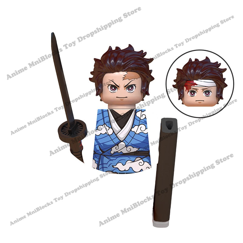 WM6116 WM6137 WM2344-A Demon Slayer Japanese Anime Uzui Tengen Rengoku Kyoujurou Tanjirou mini Action toy Figures Assemble toys