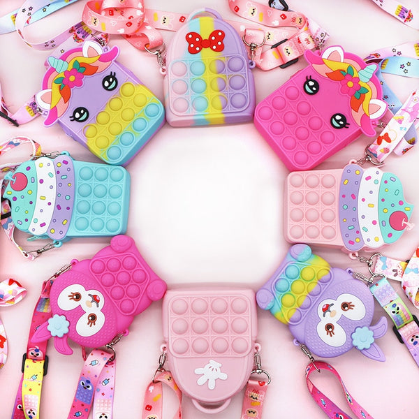 Hot Fidget Toys 2022 Push Bubbles Toy Rainbow Unicorns Premium Girls Push Bubble Bag Adult Antistress Squeeze Squishy Gifts