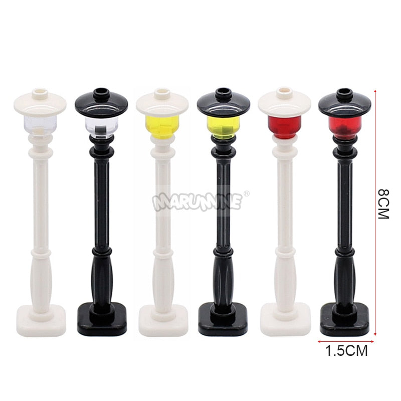 Marumine Traffic Road Sign Light Lamp Block Brick City Street View Accessories Signpost Barrier Speed Limit Indicator Warning