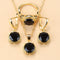 2022 Sell Well Wedding 925 Mark Jewelry Sets Black Zircon Dangle Earrings And Necklace Ring 3 Piece Set women Trendy Costume