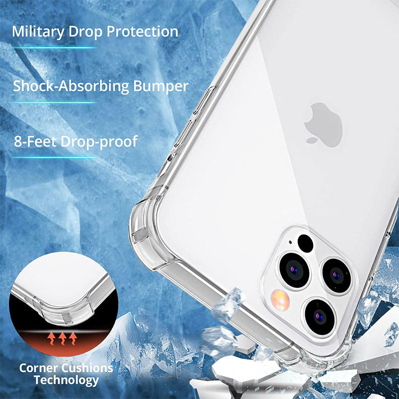 Thick Shockproof Silicone Clear Phone Case For iPhone 14 13 12 11 Pro Max Mini X XS XR 7 8 Plus Lens Protection Case Back Cover