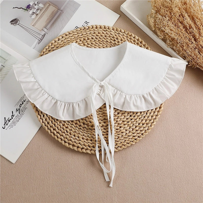 Linbaiway 2022 Lace Chiffon Doll Fake Collar Ladies Shawl Wrap Removable Detachable Embroidered False Collar Clothes Accessory