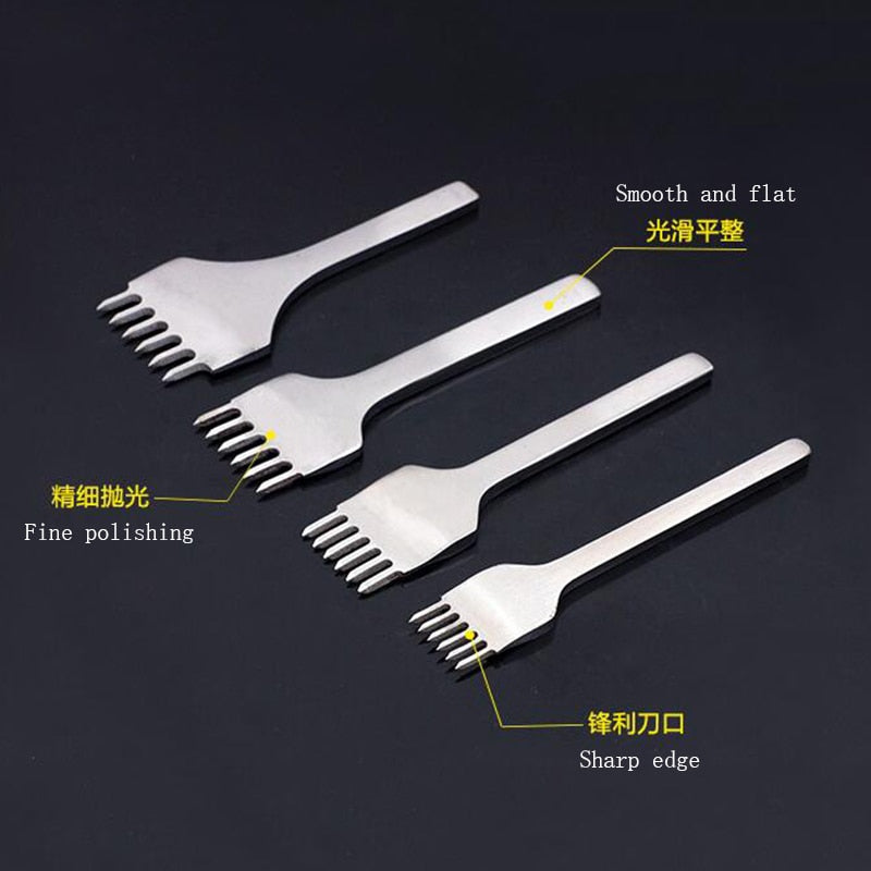 3/4/5/6mm Spacing Punch Tool For Leather Hole Punches Tool Lacing Stitching Sewing DIY Leather Craft Tools 1/2/4/6 Prong