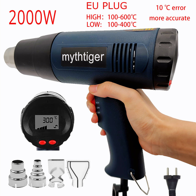 Heat Gun 2000W Professional Hot Air Gun with 2 Temperature Modes Hands-Free Stand Built-in Ideal for Stripping Paints Soldering