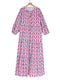 Boho Maxi Dress Women Floral Print Summer Holiday Beach Dress Female Short Puff Sleeve Loose Sundress Green Vestidos Mujer