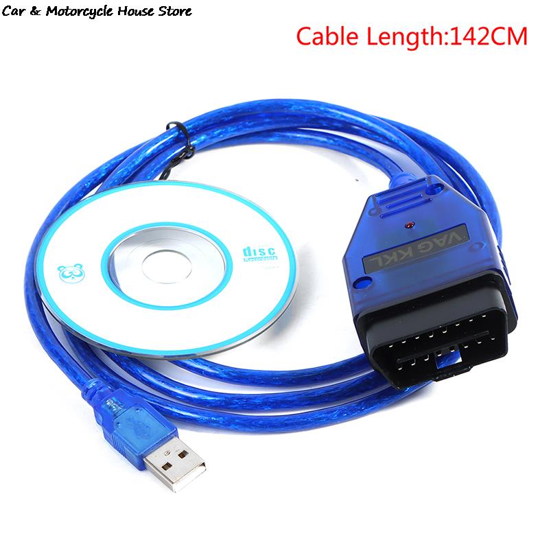 Blue VAG-COM 409.1 Vag Com 409Com Vag 409.1 Kkl OBD2 USB Diagnostic Cable Scanner Interface For VW Audi Seat Volkswagen