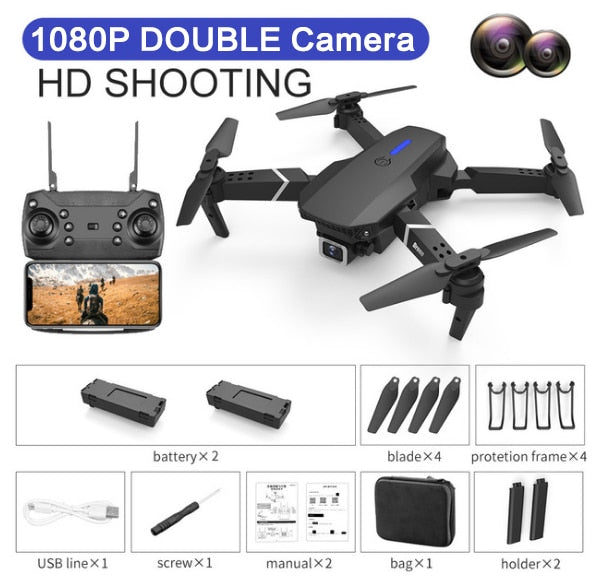 KBDFA E88 Pro Quadcopter 4K HD WIFI FPV Drone 1080P Camera Height Hold RC Foldable Quadcopter Dron Rc Helicopter Drone Gift Toy