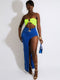 Hugcitar Sexy Strapless Crop Tube Top High Waist Slit Maxi Dress 2 Pcs Suits 2022 Fall Women Fashion Streetwear Vestido Y2K