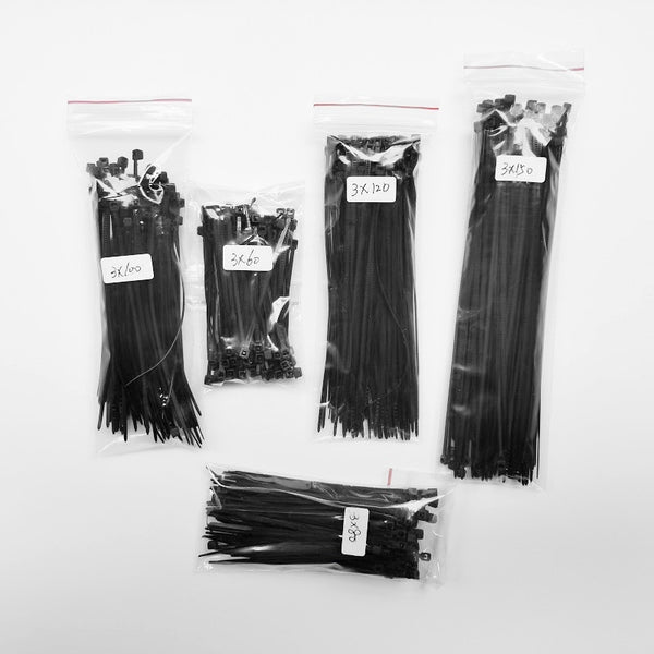 500pcs/Lot Cable Ties 3x60 3x80 3x100 3x120 3x150 Combination Set  Self-Locking Plastic Nylon Wire Cable Zip Ties Black or White