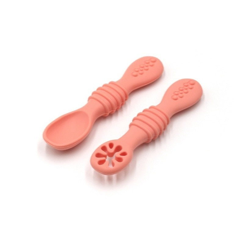 Baby Meal Spoon Set Food Grade Silicone Sticky Spoon Children Sticky Spoon Soup Spoon Fruit Color Silicone Training Spoon