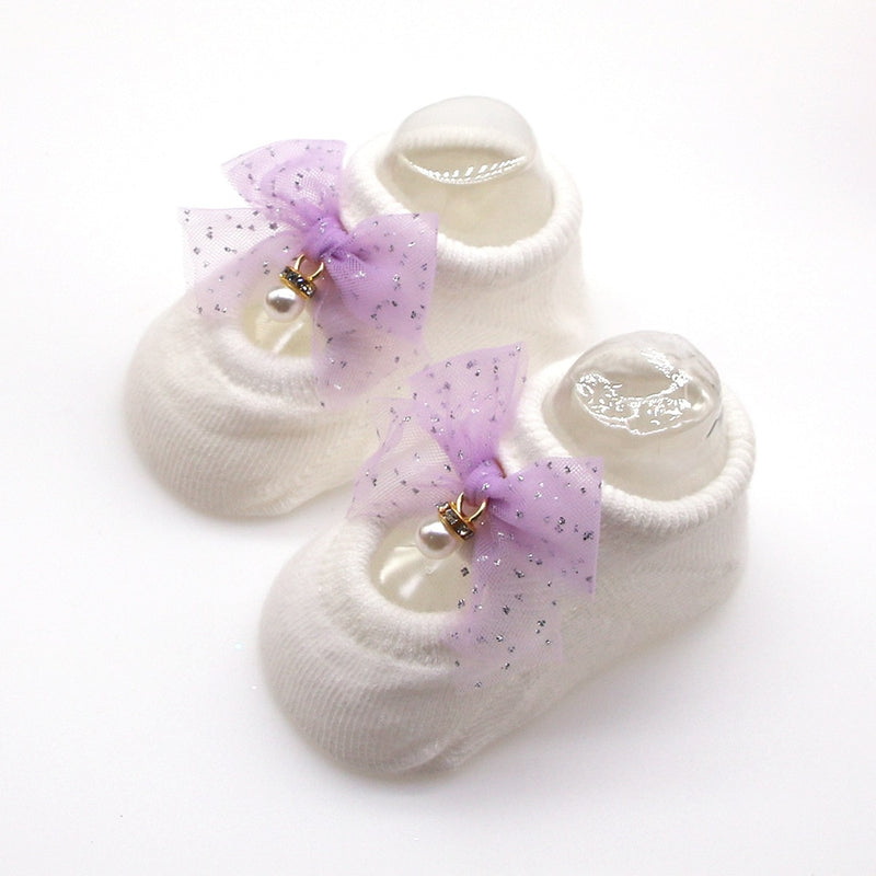2022 Newborn Indoor Cotton Socks Bow Infant Anti Slip Socks Baby Girl Socks Rubber Soles Baby Boy Floor Socks Spring Autumn