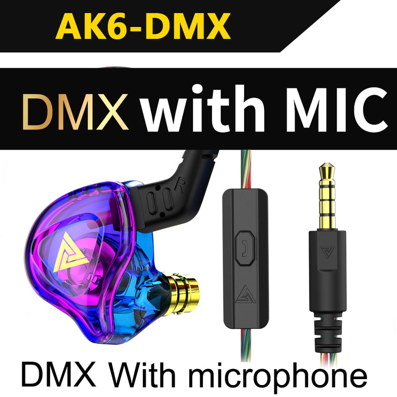Original QKZ AK6 Copper Driver HiFi Wired Earphone Sport Running  Headphones Bass Stereo Headset Music Earbuds fone de ouvido