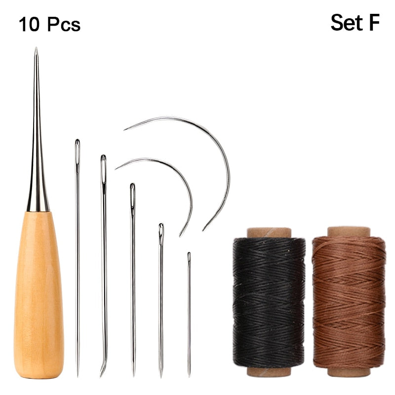 Leather Craft Sewing Kit Waxed Thread Hand Quilting Needles Sewing Awl for Beginner Leather Upholstery Repair, Stitching, Sewing