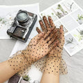 Women&#39;s Sexy Guantes Transparentes Dot Print Black White Mesh Tulle Gloves Female Club Prom Party Dancing Dress Glove